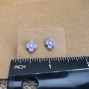 Petite purple flower stud earrings mini little girls earrings toddler minimalist